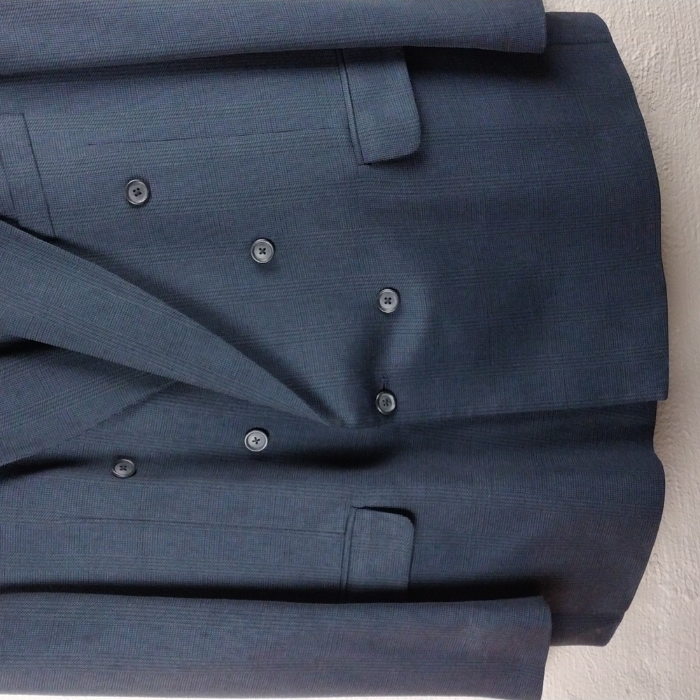 Bonacci Checked Gray One Notched Collar Double Br… - image 3